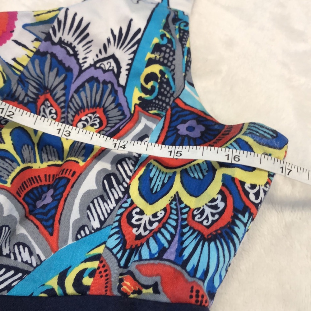 Nine West floral sleeveless midi dress navy teal red white lined scoop neck SZ 6 - Picture 12 of 13